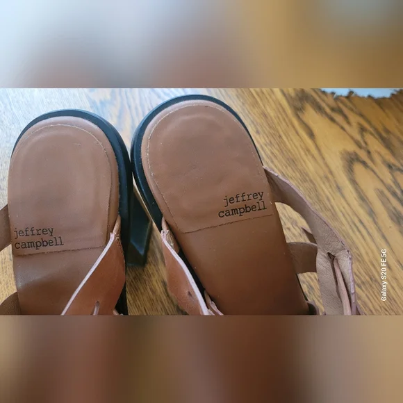 Jeffrey Campbell "Impulsive" Tan Strappy Heels With Bronze Metal Heel - Picture 7 of 8